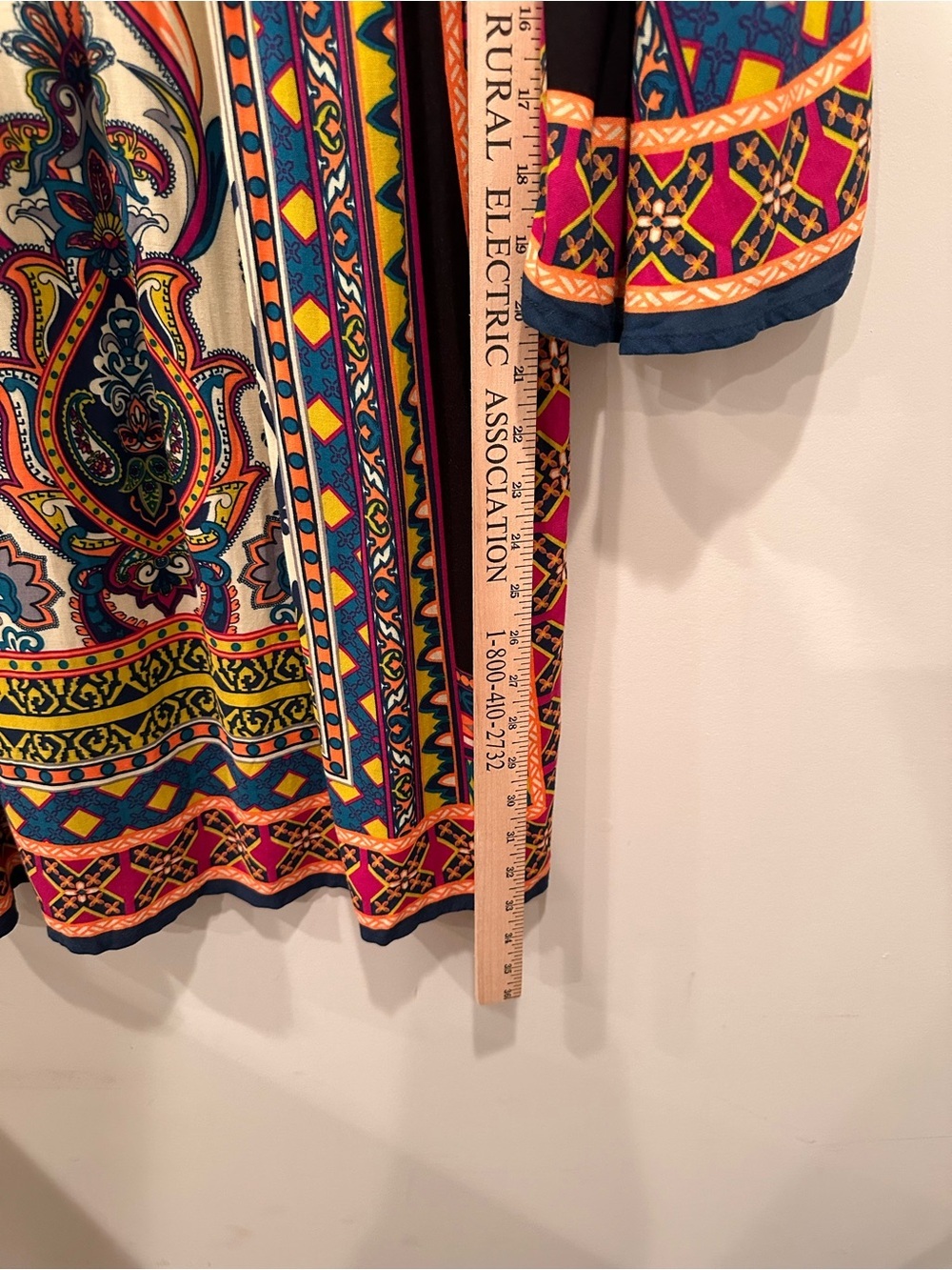 Boho Printed Scoop Neck Tunic Top - Mini Dress Multicolor Hippie Sz L - Picture 5 of 9